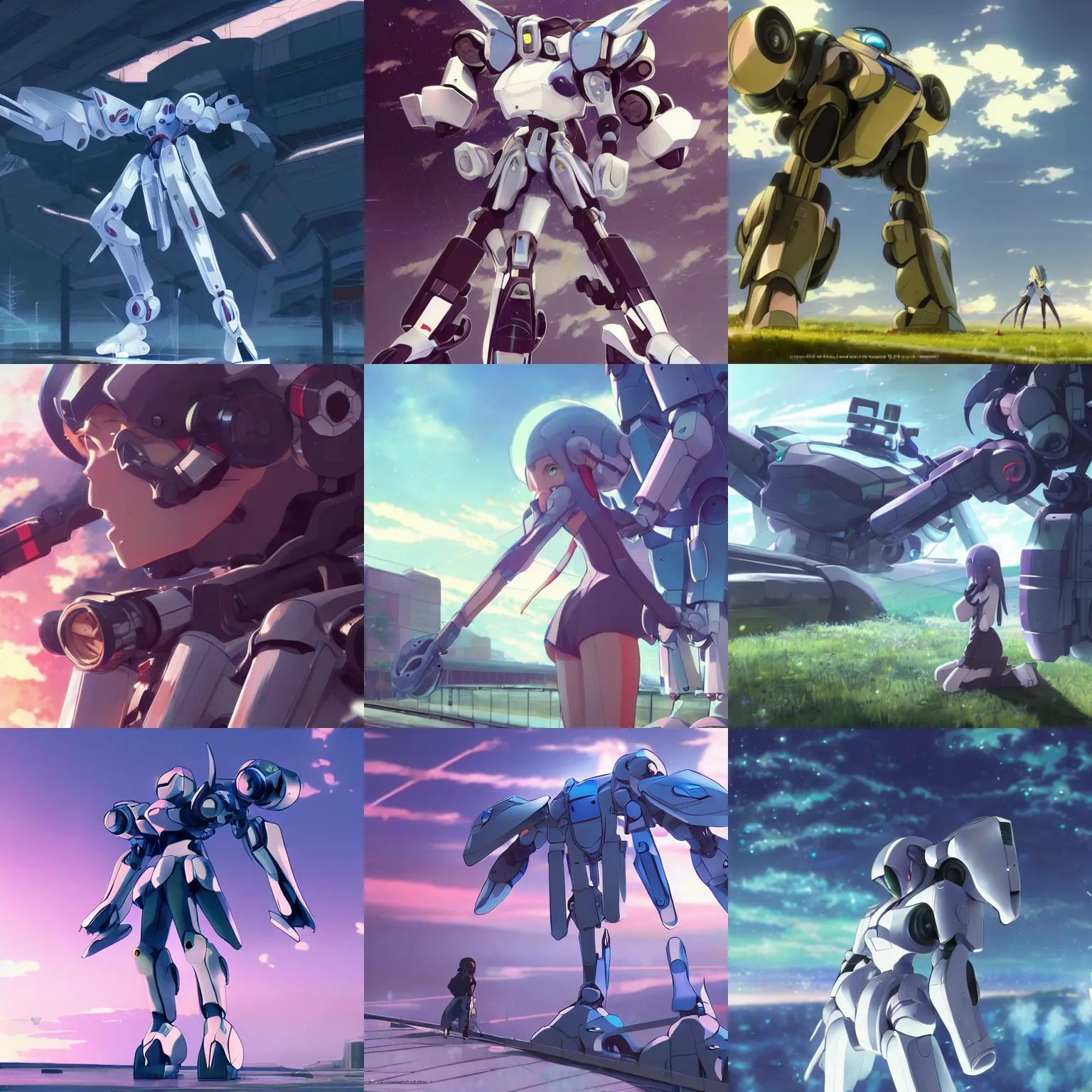 Prompt: tegatroid mech by makoto shinkai and hidari and wlop