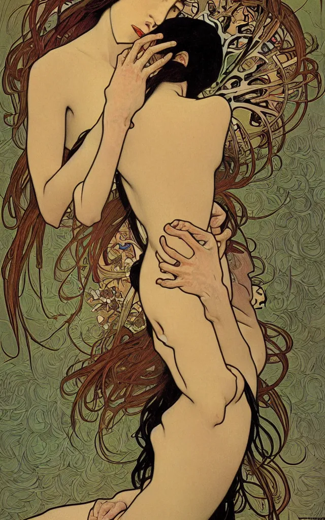 Image similar to pain(t) by tomer hasuka and by alphonse mucha