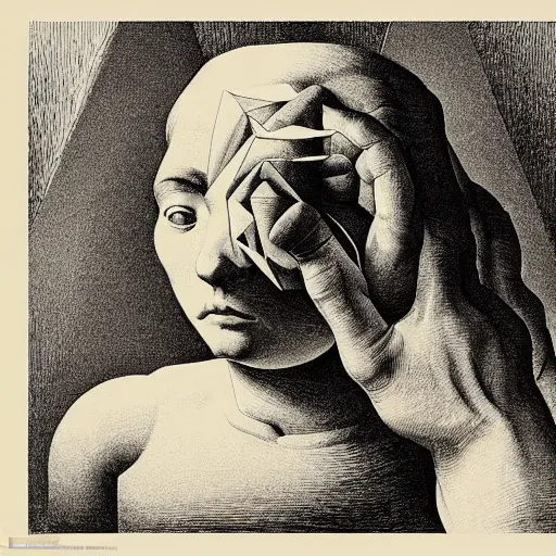 Prompt: lithography on paper artifact conceptual figurative post - morden monumental dynamic portrait by goya and escher and hogarth, illusion surreal art, highly conceptual figurative art, intricate detailed illustration, controversial poster art, polish poster art, geometrical drawings, no blur
