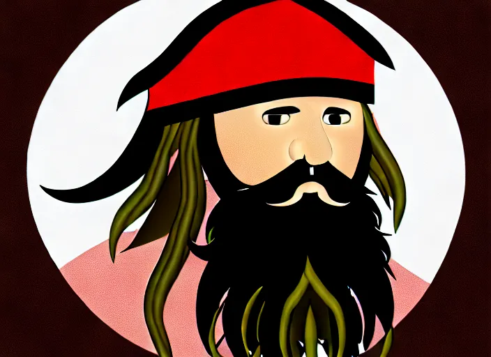 Image similar to a bearded pirate, digital art