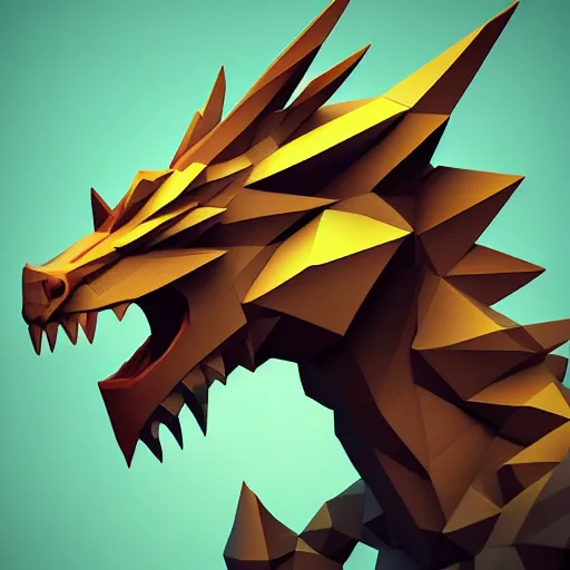 Image similar to Dragon low poly , photo , trending on artstation , Matte painting ,Hyperdetailed , CGSociety