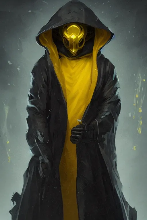 Image similar to A full body portrait of a mysterious character with a very long yellow hooded cloak with tentacles instead of feet art by Maciej Kuciara and Jason Chan, trending on artstation, Ultra detailed, hyper realistic 4k