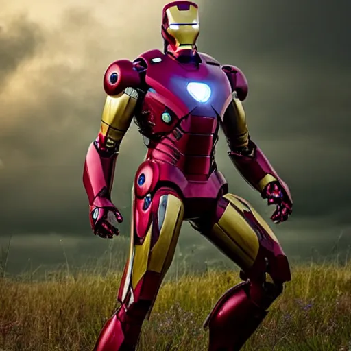 Prompt: overgrown abandoned iron man suit, highly detailed, 4k realistic photo