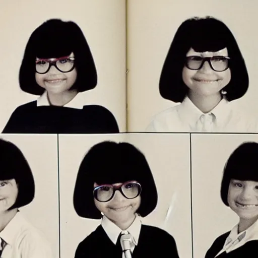 Image similar to a 1 9 8 0 s school yearbook photo of edna mode