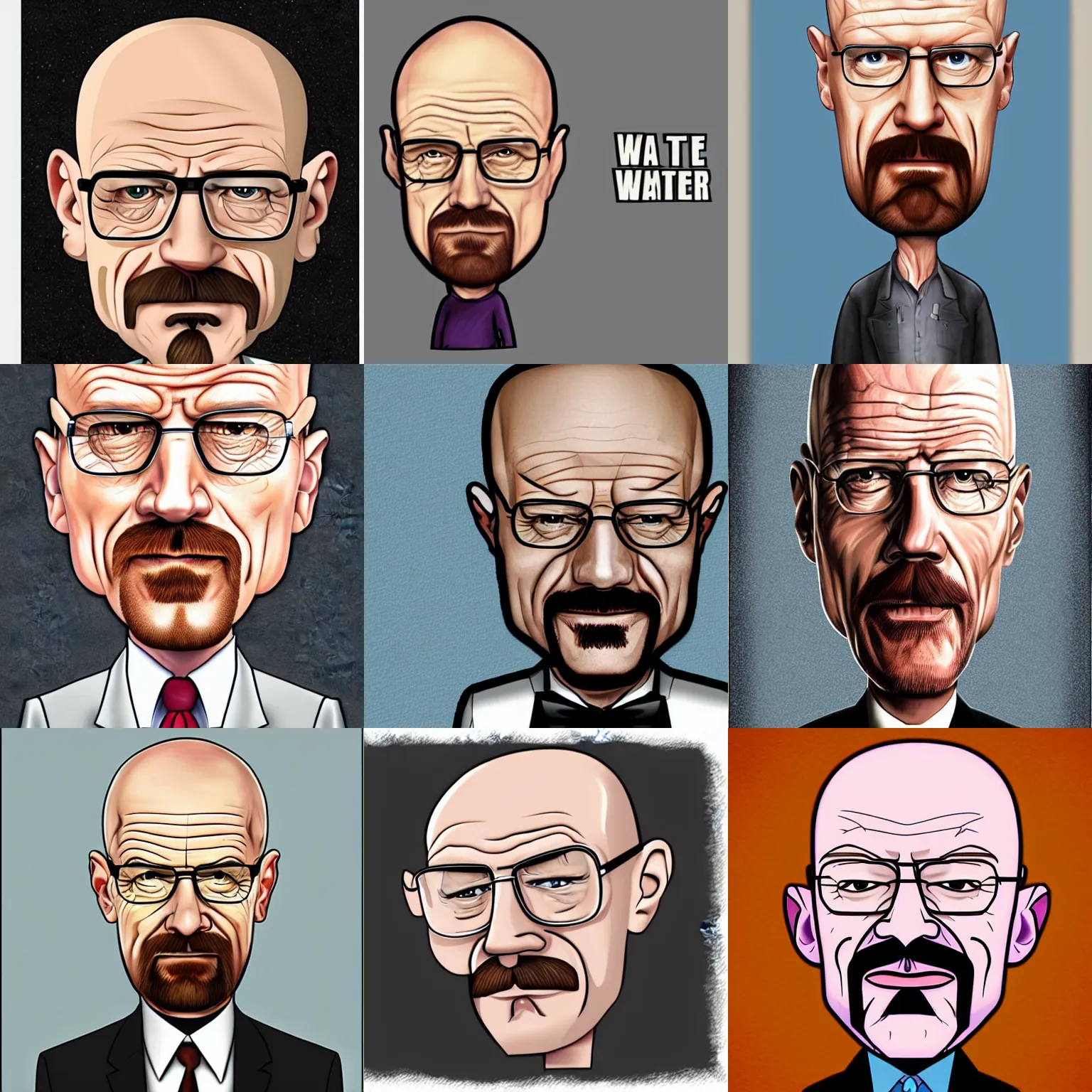 Prompt: Walter White caricature
