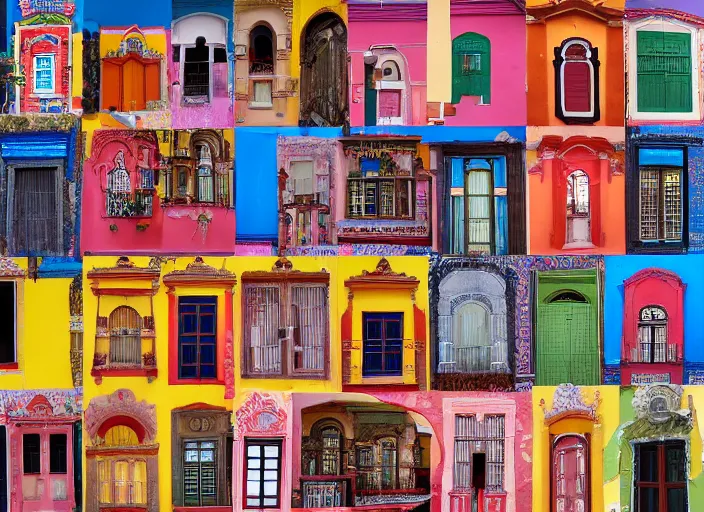 Image similar to symmetry!! seen through a window!! guanajuato city, by wes anderson