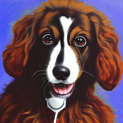 Prompt: weird al is an infinite puppy, painting