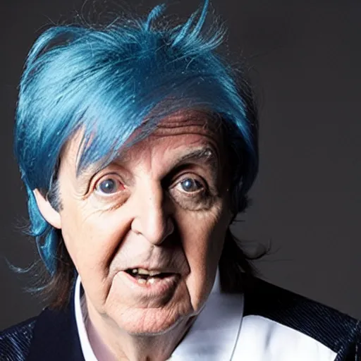 Prompt: paul mccartney with blue hair