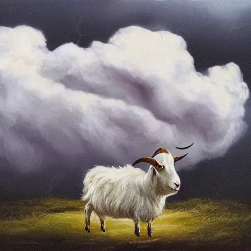 Image similar to a storm cloud with a goat on it