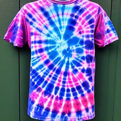 Image similar to A tie-dyed t-shirt with a Kirkland logo