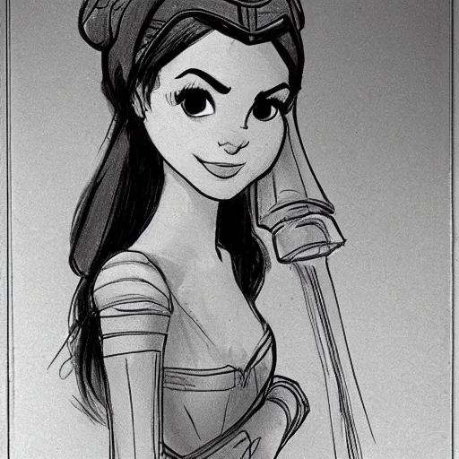 Image similar to milt kahl sketch of victoria justice as princess padme from star wars episode 3