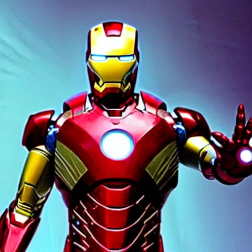 Image similar to photo of iron man wearing a Virtual reality headset on his head