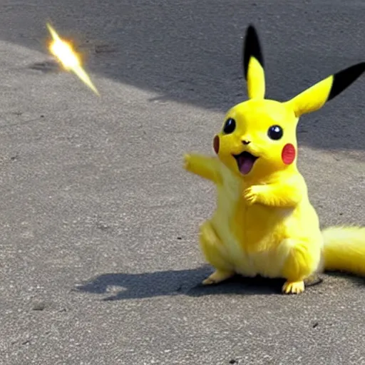 Image similar to Real life Pikachu using thunderbolt move, national geographic