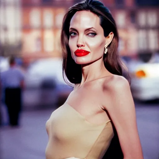 Image similar to angelina jolie gives you the cold shoulder. 3 5 mm.