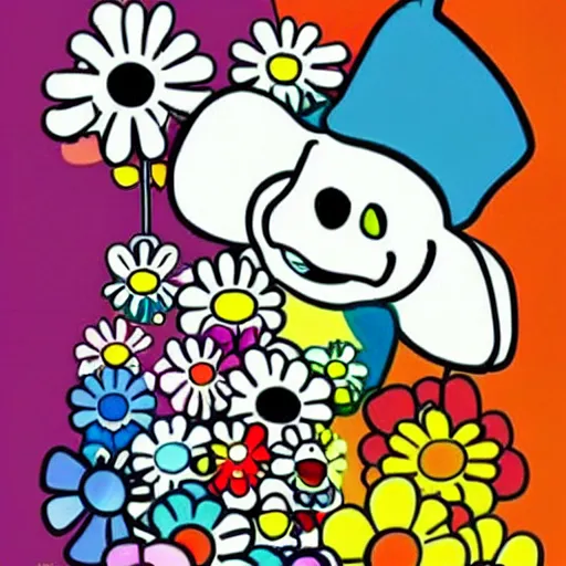 Image similar to moomin cartoon, Finnish cartoon, anime, anime key art, takashi murakami