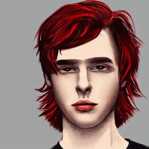 Prompt: professional digital art of a fashionable young man with red hair and a black sweatband, high quality, highly detailed, HD, 8K