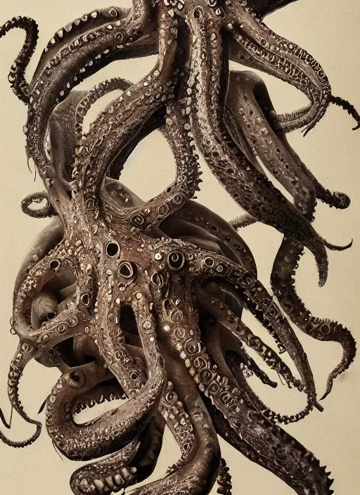 Prompt: magic octopus with translucent skin, visible muscles and veins and arteries and bones and spines and nerves, beautiful detailed intricate insanely detailed octane render, 8k artistic photography, photorealistic, chiaroscuro, by David Cronenberg, Raphael, Caravaggio