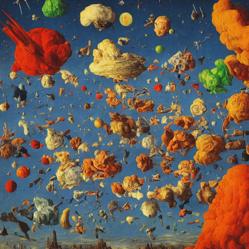 Prompt: a single! colorful! ( astronaut ) fungus clear empty sky, a high contrast!! ultradetailed photorealistic painting by jan van eyck, audubon, rene magritte, agnes pelton, max ernst, walton ford, andreas achenbach, ernst haeckel, hard lighting, masterpiece