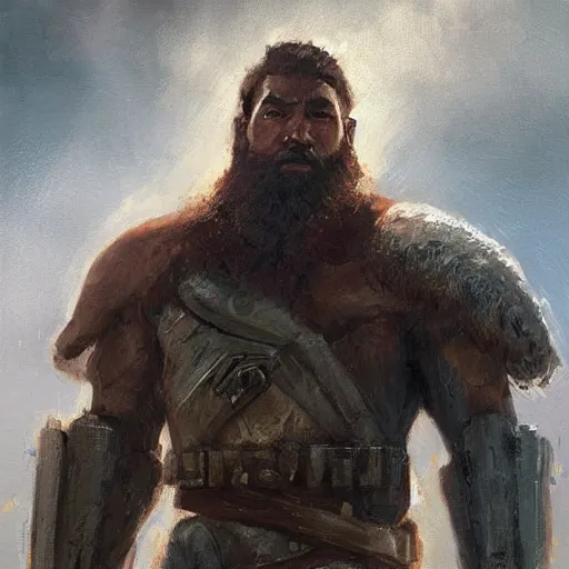Image similar to portrait of a man by greg rutkowski, old bounty hanter, samoan features, tall and muscular, epic beard, star wars expanded universe, he is about 8 0 years old, wearing tactical armor gear.