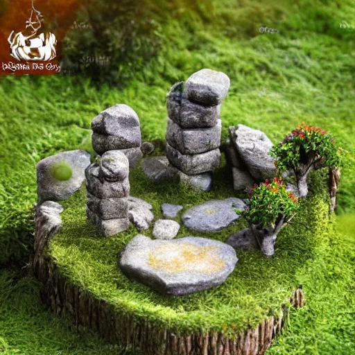 Prompt: small treetop village stone, vivid photorealistic