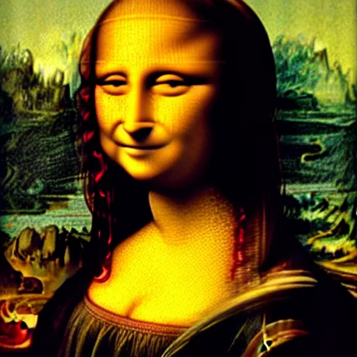 Image similar to mona lisa fused with a cat