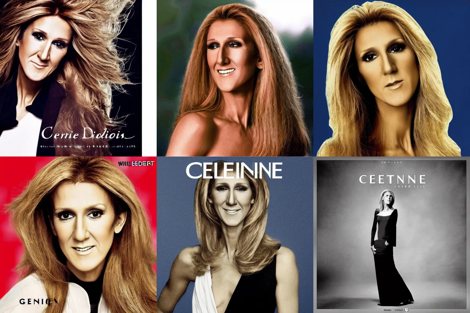 Prompt: Celine Dion played by Geert Wilders album cover