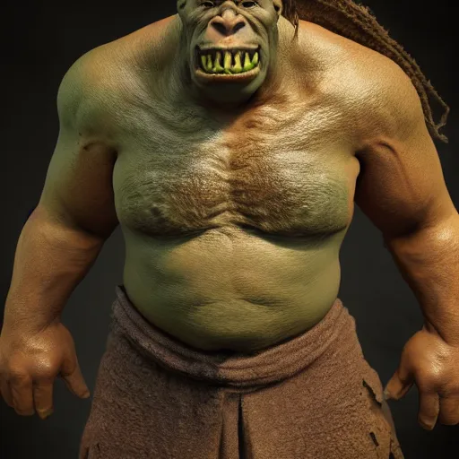 Image similar to an orc, full body, high detail, hd render 8 k 3 d, photorealistic, dramatic lighting