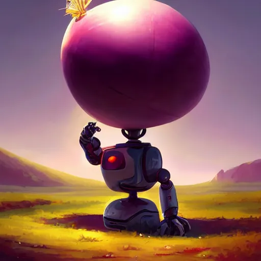 Image similar to Robot with an Onion for a head 4k video game icon design, 2d game fanart behance hd by Jesper Ejsing, by RHADS, Makoto Shinkai and Lois van baarle, ilya kuvshinov, rossdraws global illumination