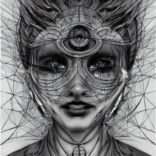 Prompt: a sketch drawing, ultra detailed, astral travel, magic, third eye, beautiful woman, surreal city, trending on artstation