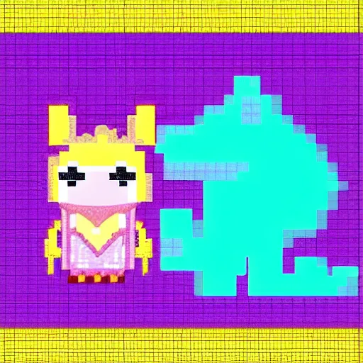 Prompt: a pretty pink unicorn eating a little hamburger | pixel art | very high quality | very detailed | totally awesome | very cute # pixelart