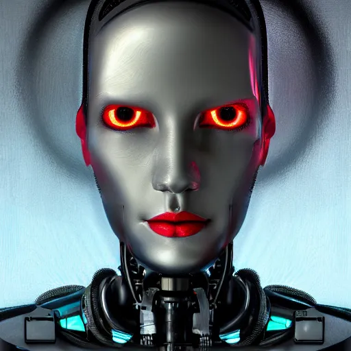 Image similar to portrait of robot, cyberpunk, ultra realistic