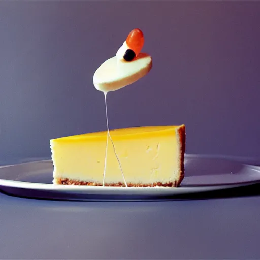 Image similar to piece of cheese cake in the style of salvadore dali