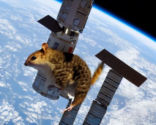 Prompt: quoll astronaut inside the International Space Station