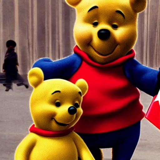 Image similar to winnie the pooh saluting the chinese flag