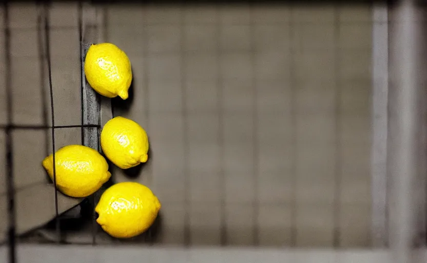 Prompt: lemons in prison, photography