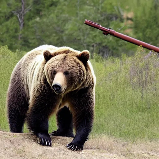 grizzly bear with a mounted minigun | Stable Diffusion | OpenArt
