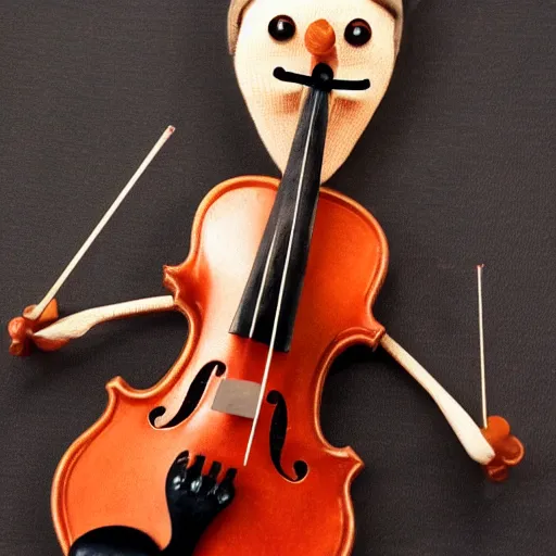 Prompt: anthropomorphic violin
