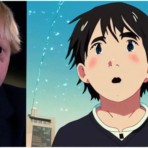 Image similar to Animation of Boris Johnson in Kimi No Na Wa, Your Name, Matoko Shinkai, beautiful, anime, colorful, animation, CoMix Wave Films