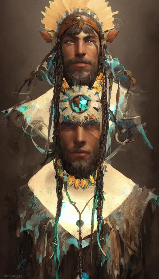 Image similar to portrait of a digital shaman, by blizzard concept artists