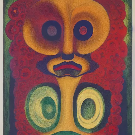 Image similar to floral face portrait by leonetto cappiello and wojciech siudmak and ernst fuchs, anni albers, oil on canvas