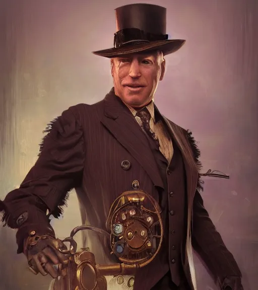 Prompt: portrait of steampunk joe biden cosplaying, by wlop, by simon stalengrad, by ilya repin, bioshock screenshot, photorealistic fan art, detailed shading, intricate abstract, realism