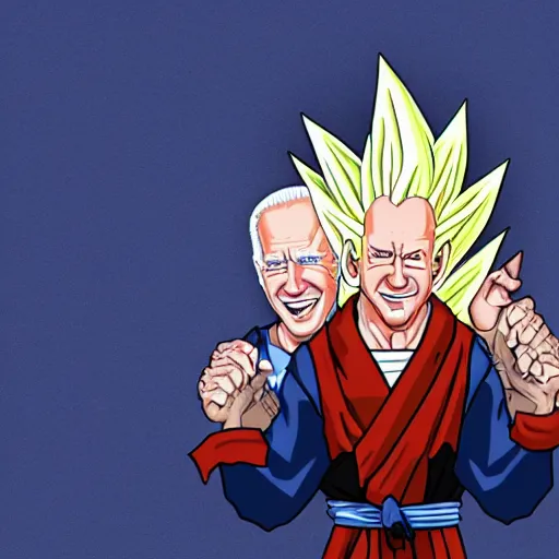 Prompt: caricature of Joe Biden going super Saiyan