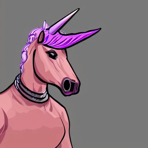 Image similar to digital illustration of a black punk rock unicorn with a mowhawk by maxim shkret, deviantArt, artstation, artstation hq, hd, 4k resolution