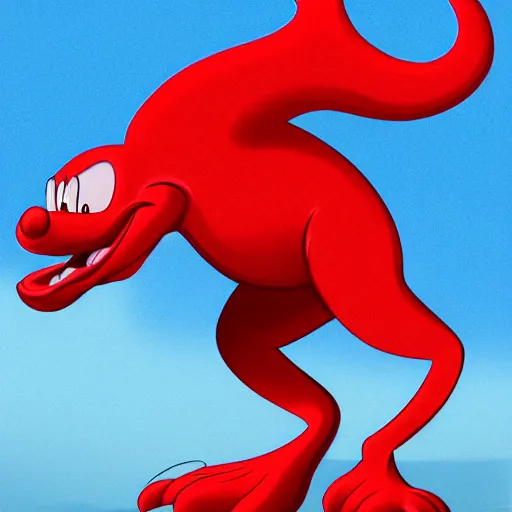 Prompt: red dinosaur mickey mouse, disney style, hq, detailed, realistic