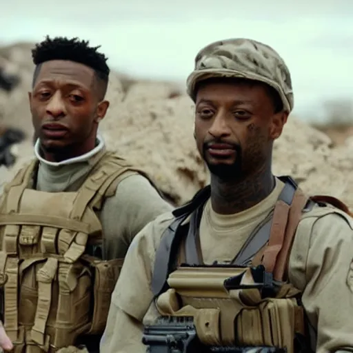 Image similar to film still with 2 1 savage from the hurt locker