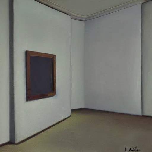 Prompt: an object in an empty room by ivan seal, painting, surreal