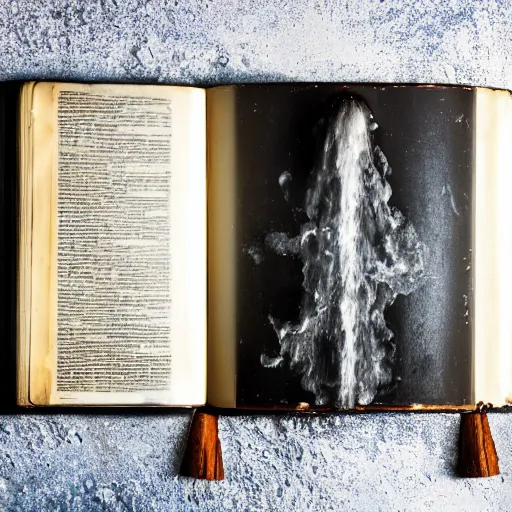 Image similar to studio photography of bible with a geyser of water bursting out of it