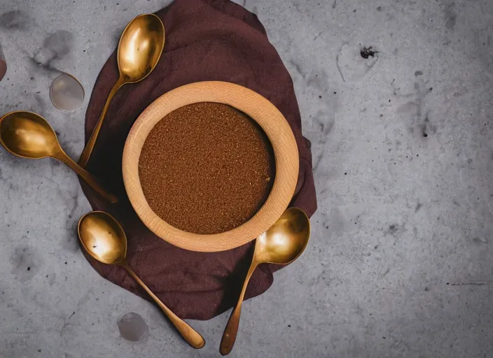 Image similar to dslr food photograph of a a bowl filled with rusty nails and milk with a spoon placed on the table next to it, 8 5 mm f 1. 8