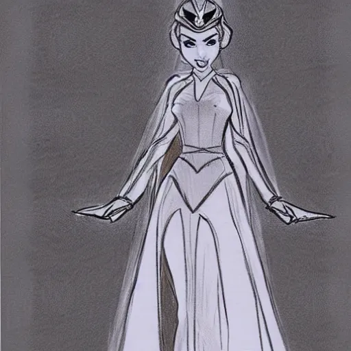 Image similar to milt kahl sketch of victoria justice as princess padme in star wars episode 3