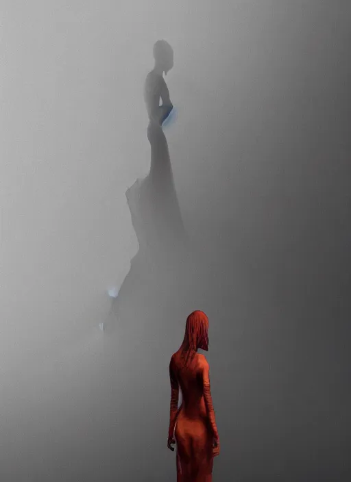 Image similar to woman inspired by zdzislaw beksinski, canyon, clothes made out of veins, rgb, cables everywhere, bedroom, ultra realistic, concept art, intricate details, highly detailed, photorealistic, octane render, 8 k